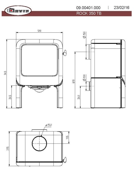 Чугунная печь Dovre ROCK 350TB