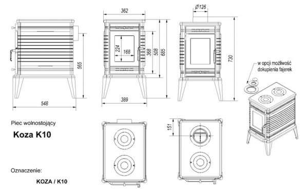 Чугунная печь KRATKI KOZA K10