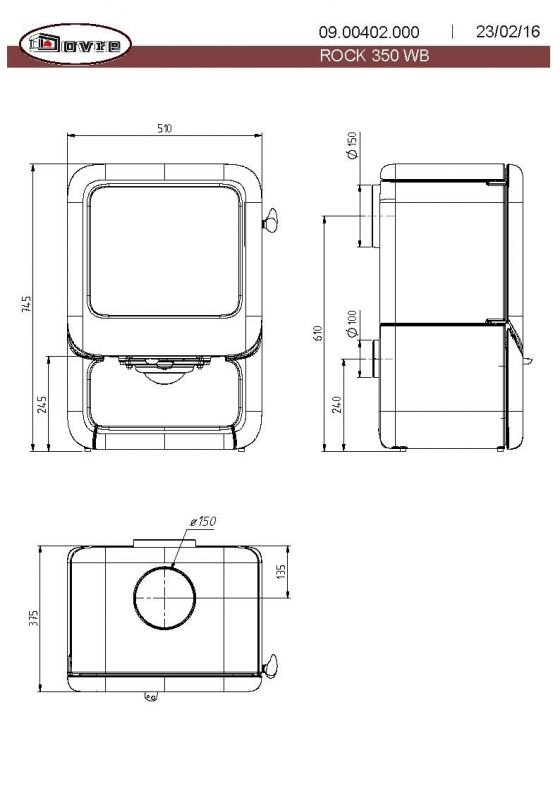 Чугунная печь Dovre ROCK 350WB