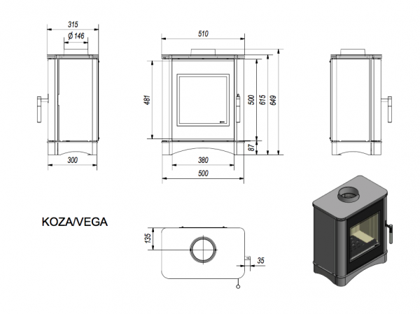 Стальная печь KRATKI KOZA VEGA 150