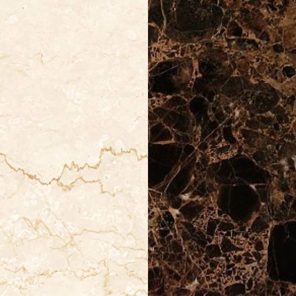 Каминная облицовка Браво Осло материалы Botticino + Emperador Dark, Botticino + Verde Guatemala