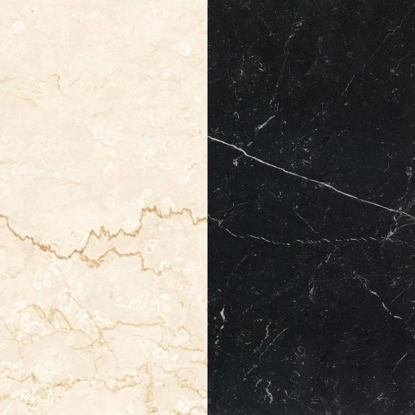 Каминная облицовка Браво Техно материал Polaris + Black Galaxy, Volakas + Nero Marquina, Botticino + Nero Marquina