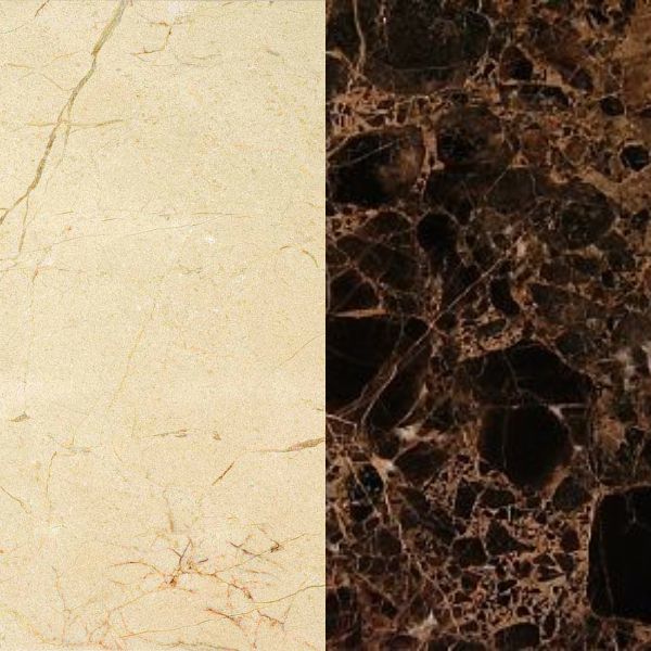 Каминная облицовка Браво Стелла материал Crema Marfil + Emperador Dark