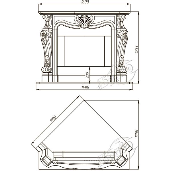 Каминная облицовка БРАВО “Нью Йорк” материал Nero Marquina Antic, Botticino
