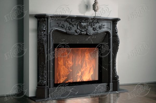 Каминная облицовка БРАВО “Нью Йорк” материал Nero Marquina Antic, Botticino