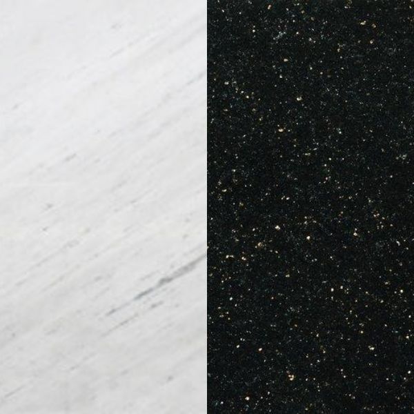 Каминная облицовка Браво Техно материал Polaris + Black Galaxy, Volakas + Nero Marquina, Botticino + Nero Marquina