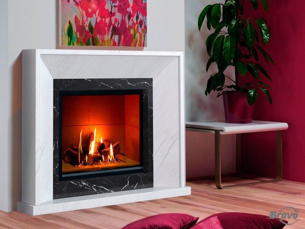 Каминная облицовка БРАВО “Рио” материал Botticino + Emperador Dark,Volakas + Nero Marquina,Crema Marfil + Emperador Dark,Polaris + Nero Marquina